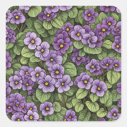 afrikanische Violet-Blume Quadratischer Aufkleber (Vorderseite)