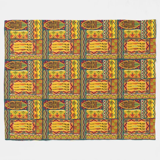 Afrikanische Volkskunst - Nahtlose Formen Muster 1 Fleecedecke (Vorderseite (Horizontal))