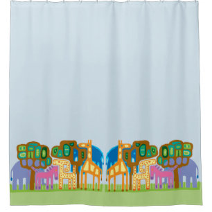 Afrikanische Volkskunst stilisierte Dschungeltiere Duschvorhang