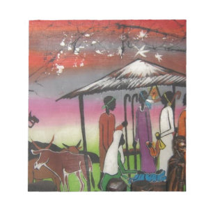Afrikanische Weihnachts-Krippenszene Notizblock