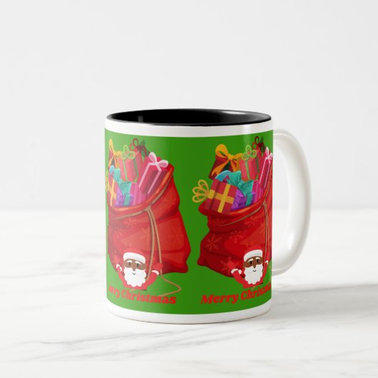 Afrikanische Weihnachtsfeier-Tasse Zweifarbige Tasse (VorderseiteRechts)