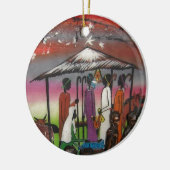 Afrikanische WeihnachtsGeburt Christis-Szene Keramik Ornament (Links)