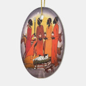 Afrikanische WeihnachtsGeburt Christis-Szene Keramikornament (Links)