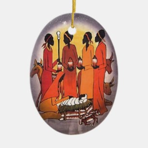 Afrikanische WeihnachtsGeburt Christis-Szene Keramikornament