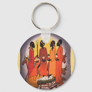 Afrikanische WeihnachtsGeburt Christis-Szene Schlüsselanhänger