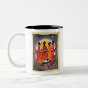 Afrikanische WeihnachtsGeburt Christis-Szene Zweifarbige Tasse