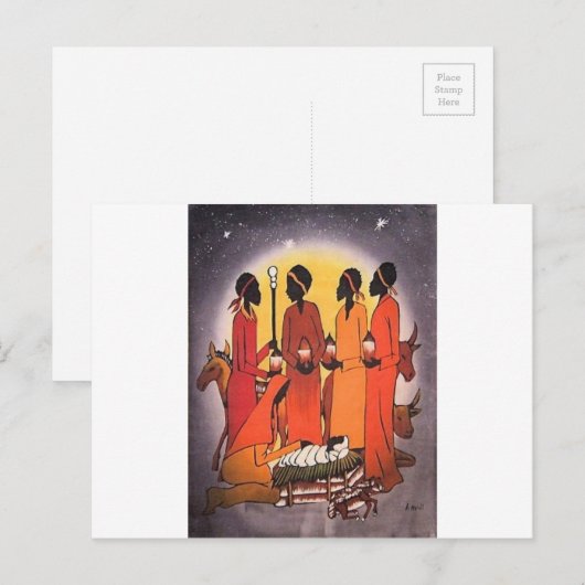 Afrikanische Weihnachtskrippe Feiertagspostkarte (Vorne/Hinten)