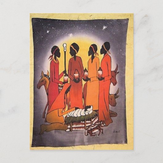 Afrikanische Weihnachtskrippe Feiertagspostkarte (Vorderseite)