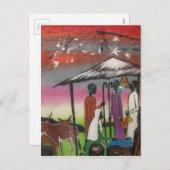 Afrikanische Weihnachtskrippe Feiertagspostkarte (Vorne/Hinten)