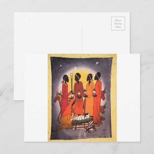 Afrikanische Weihnachtskrippe Feiertagspostkarte (Vorne/Hinten)