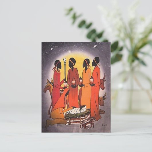 Afrikanische Weihnachtskrippe Feiertagspostkarte (Stehend Vorderseite)