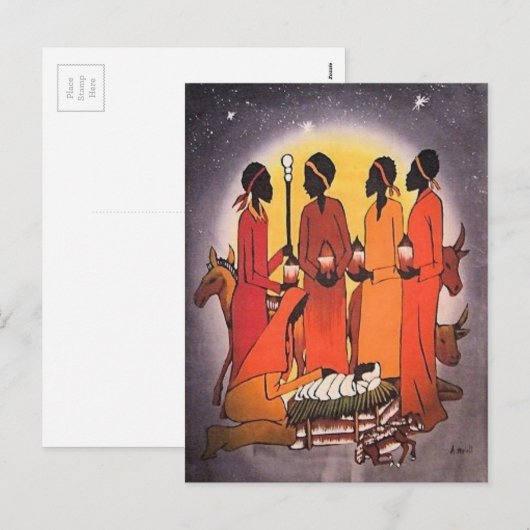 Afrikanische Weihnachtskrippe Feiertagspostkarte (Vorne/Hinten)