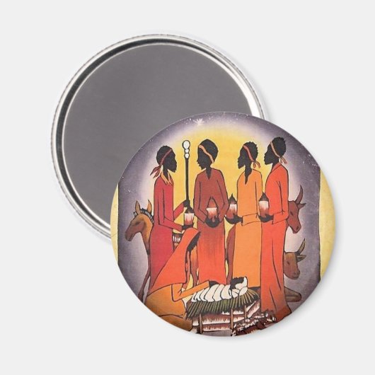 Afrikanische Weihnachtskrippe Magnet (Vorderseite/Rückseite)