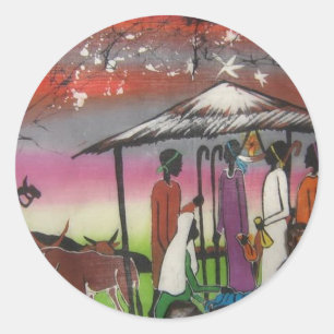 Afrikanische Weihnachtskrippe Runder Aufkleber