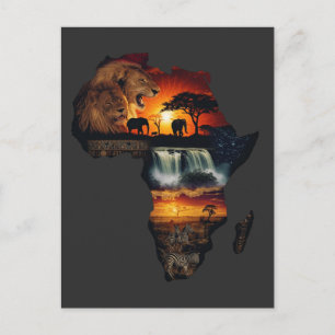 Afrikanische Wildlife-Safari-Collage Postkarte