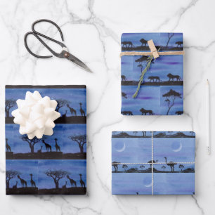 Afrikanische Wildtiere Geschenkpapier Set