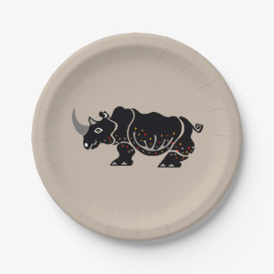 Afrikanische Wildtiere - RHINOCEROS-Safari-Party Pappteller