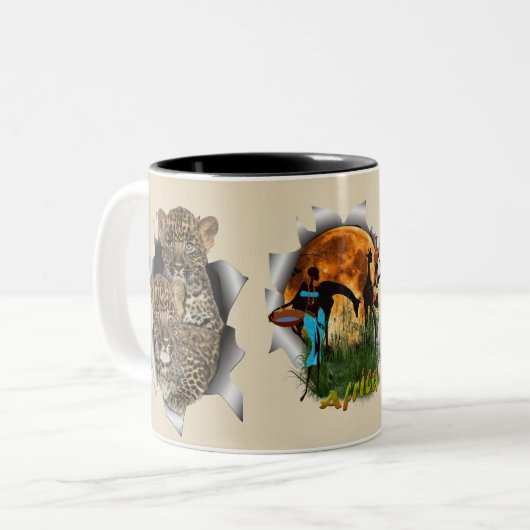 Afrikanische Wildtiere Zweifarbige Tasse (Vorderseite Links)