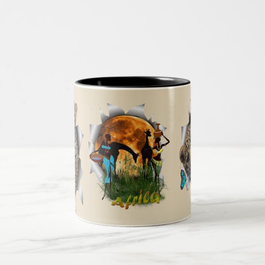Afrikanische Wildtiere Zweifarbige Tasse (Mittel)