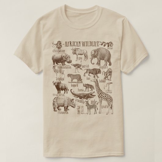 Afrikanische Wildtiergruppe T-Shirt (Design vorne)