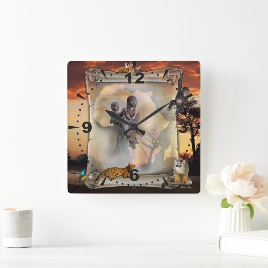 Afrikanische Zeit Quadratische Wanduhr (Zuhause)