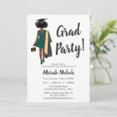 Afrikanischer Abschluss Girl Unique Trendy Einladung (Stehend Vorderseite)