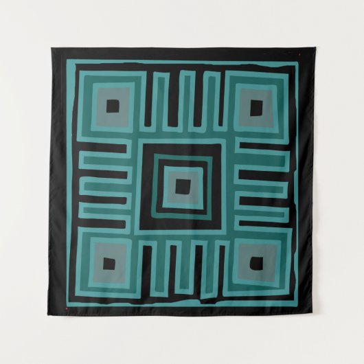 afrikanischer abstrakter, moderner Musterkopfdruck Wandteppich (Vorderseite (Horizontal))