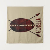 Afrikanischer abstrakter Schildspeer vor der Kunst Wandteppich (Vorderseite (Horizontal))