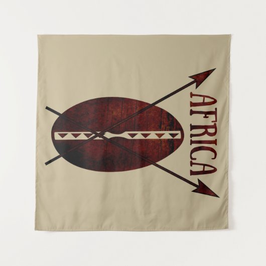 Afrikanischer abstrakter Schildspeer vor der Kunst Wandteppich (Vorderseite (Horizontal))