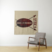 Afrikanischer abstrakter Schildspeer vor der Kunst Wandteppich (Beispiel (Horizontal))