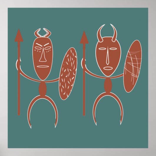 afrikanischer abstrakter Stammeskrieger Poster (Vorne)