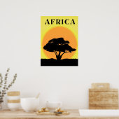 Afrikanischer Akazienbaum gegen einen orangefarben Poster (Küche)