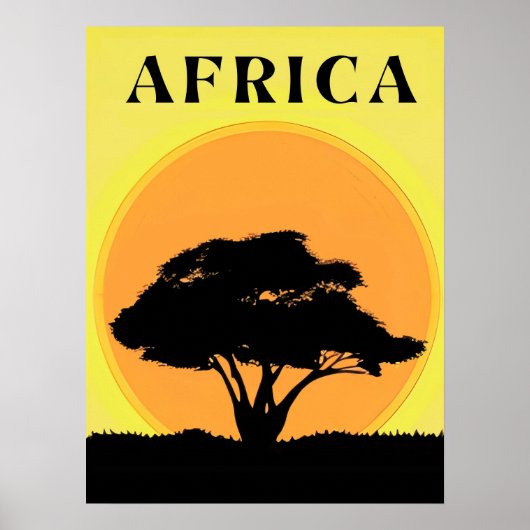 Afrikanischer Akazienbaum gegen einen orangefarben Poster (Vorne)