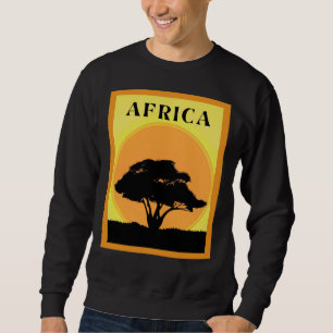 Afrikanischer Akazienbaum gegen einen orangefarben Sweatshirt