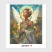 Afrikanischer Amerikaner Angel Goddess Fantasy Art Aufkleber (Blatt)