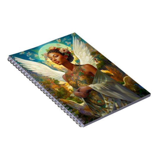 Afrikanischer Amerikaner Angel Goddess Fantasy Art Notizblock (Rechte Seite)