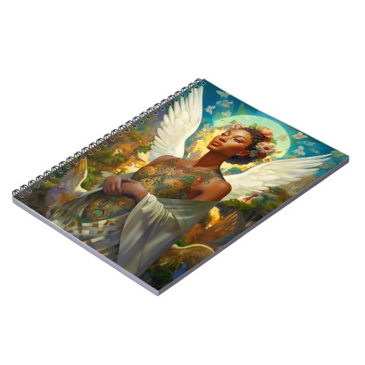 Afrikanischer Amerikaner Angel Goddess Fantasy Art Notizblock (Linke Seite)