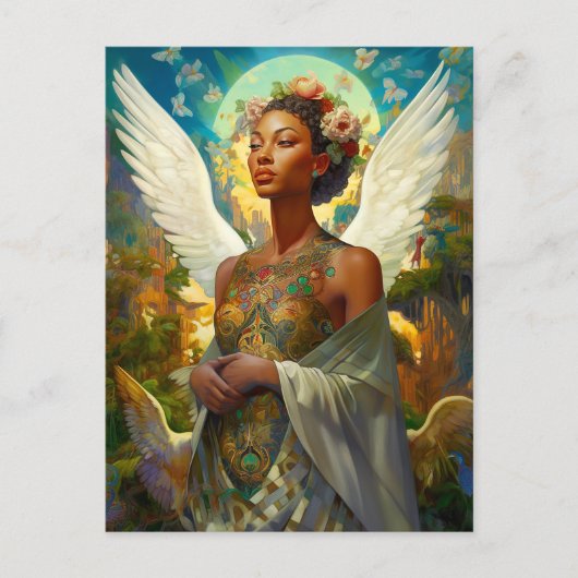 Afrikanischer Amerikaner Angel Goddess Fantasy Art Postkarte (Vorderseite)