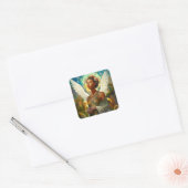 Afrikanischer Amerikaner Angel Goddess Fantasy Art Quadratischer Aufkleber (Umschlag)