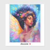 Afrikanischer Amerikaner Angel Lady Fantasy Art Aufkleber (Blatt)