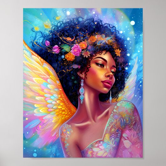 Afrikanischer Amerikaner Angel Lady Fantasy Art Poster (Vorne)