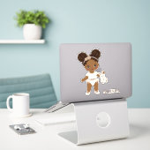 Afrikanischer Amerikaner Boho Baby Girl Vinyl Stic Aufkleber (Laptop auf Schreibtisch)