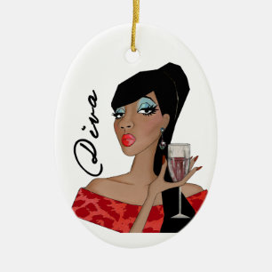 Afrikanischer Amerikaner, Fabulous Diva Keramik Or Ornament