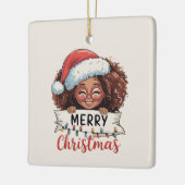 Afrikanischer Amerikaner froh Weihnachten Afrikani Keramikornament (Links)