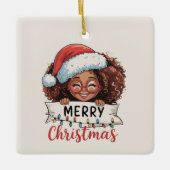 Afrikanischer Amerikaner froh Weihnachten Afrikani Keramikornament (Vorderseite)
