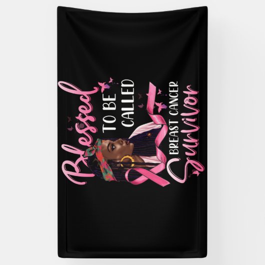 Afrikanischer Amerikaner gesegnet, Brustkrebs zu n Banner (Vertikal)