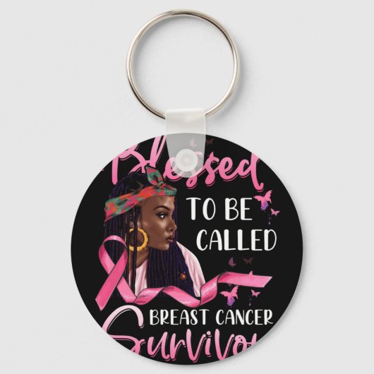 Afrikanischer Amerikaner gesegnet, Brustkrebs zu n Schlüsselanhänger (Vorderseite)
