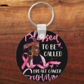 Afrikanischer Amerikaner gesegnet, Brustkrebs zu n Schlüsselanhänger (Vorderseite)