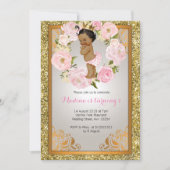 Afrikanischer Amerikaner Gold 1. Geburtstagseinlad Einladung (Vorderseite)