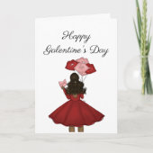 Afrikanischer Amerikaner mit Balloons Galantines D Karte (Vorderseite)